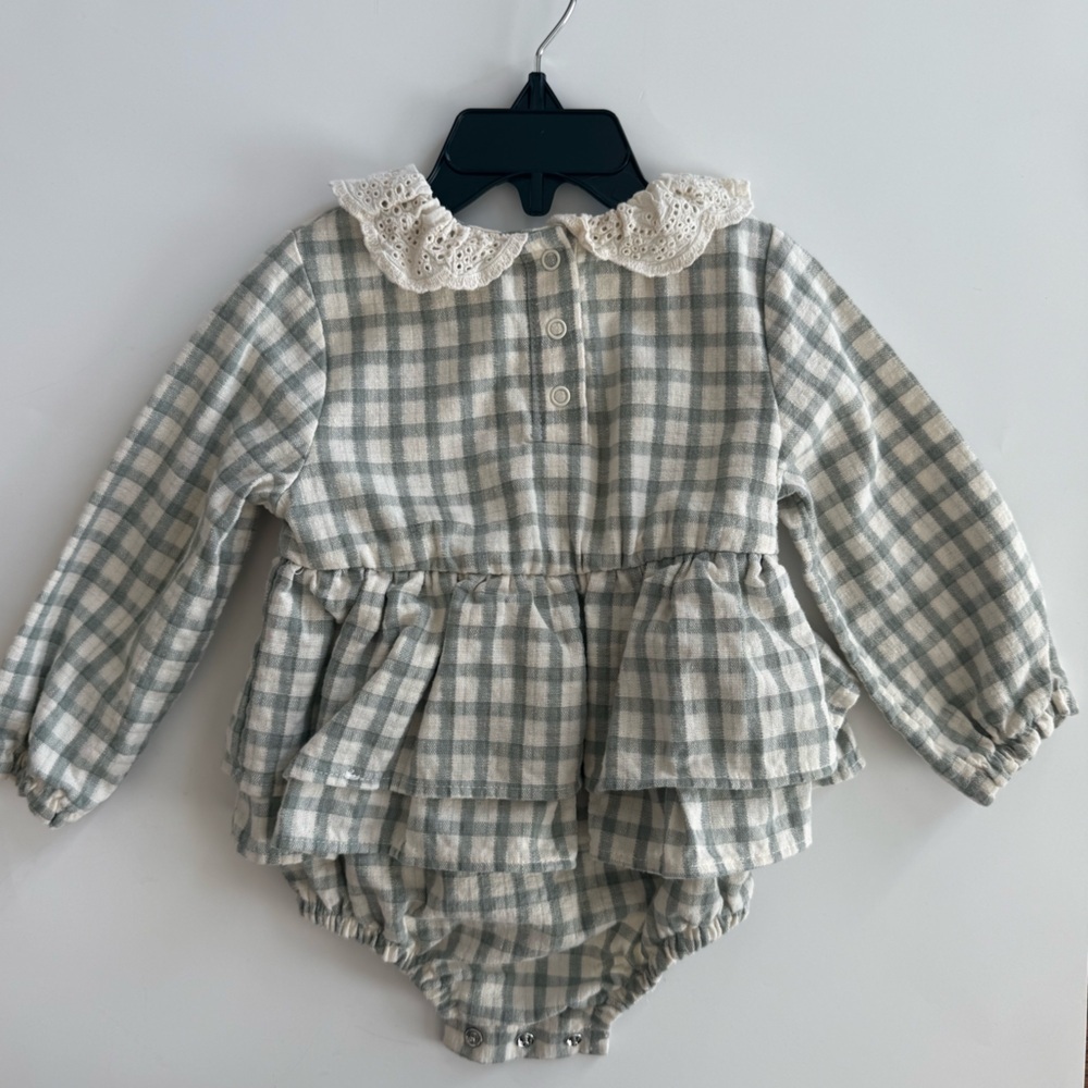 Nicole Miller Plaid Ruffle Baby Romper 18M - Picture 4 of 4